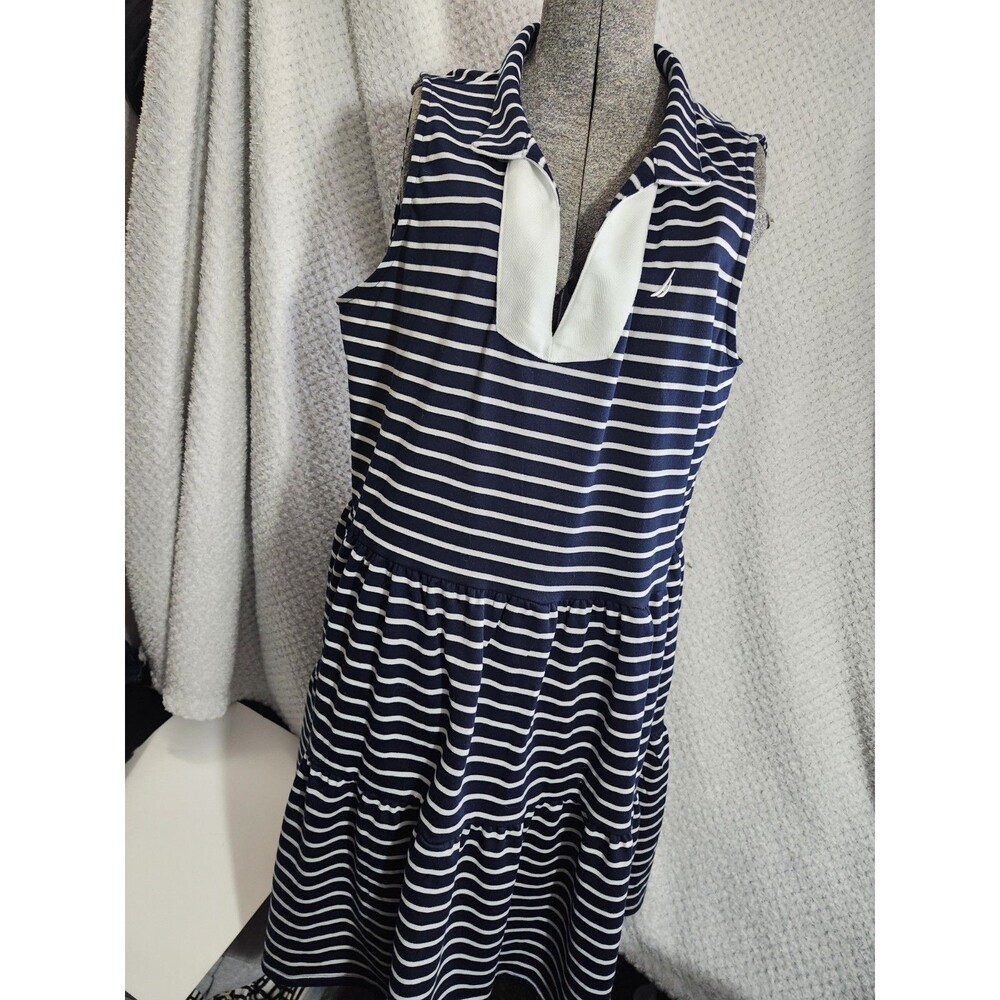 NWT Nautica Jeans Women's Navy/Ivory Sleeveless Striped Dress Pockets Size XL